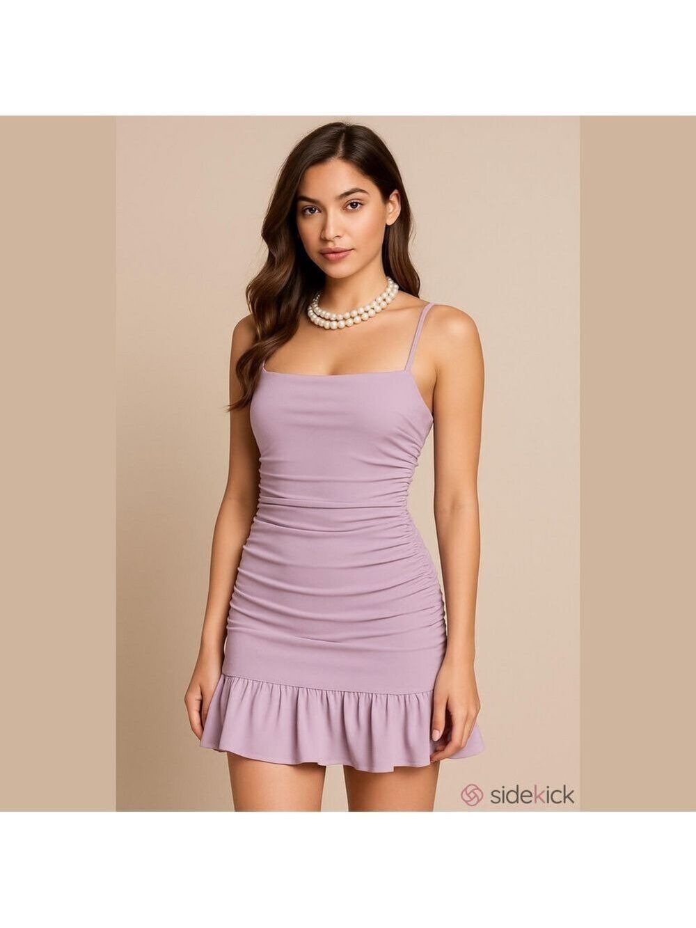 Nwt PACSUN LA Hearts Ruffle Hem Mini Dress lavender S misses ruched ruffle hem